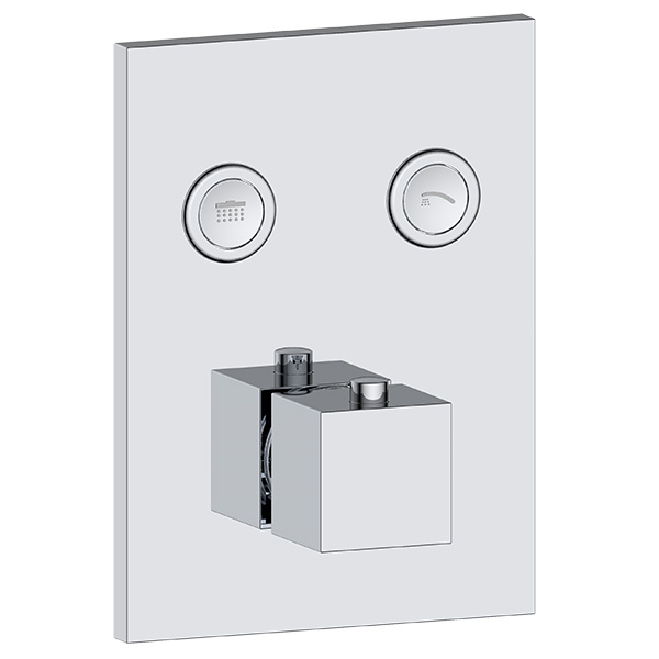 2 function push button thermostatic valve trim with integrated diverter