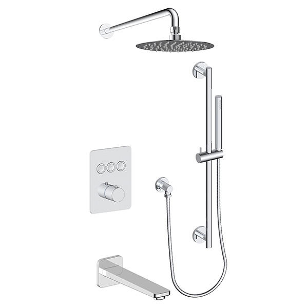 3 function push button thermostatic shower system