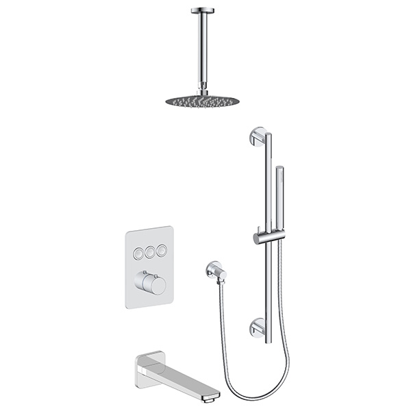 3 function push button thermostatic shower system