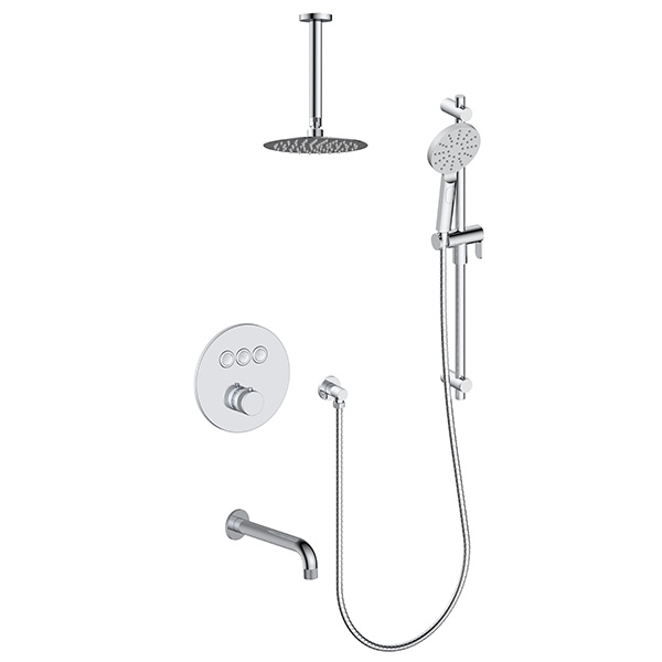 3 function push button thermostatic shower system