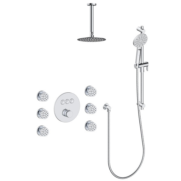 3 function push button thermostatic shower system