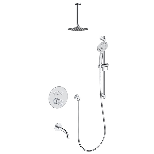 3 function push button thermostatic shower system