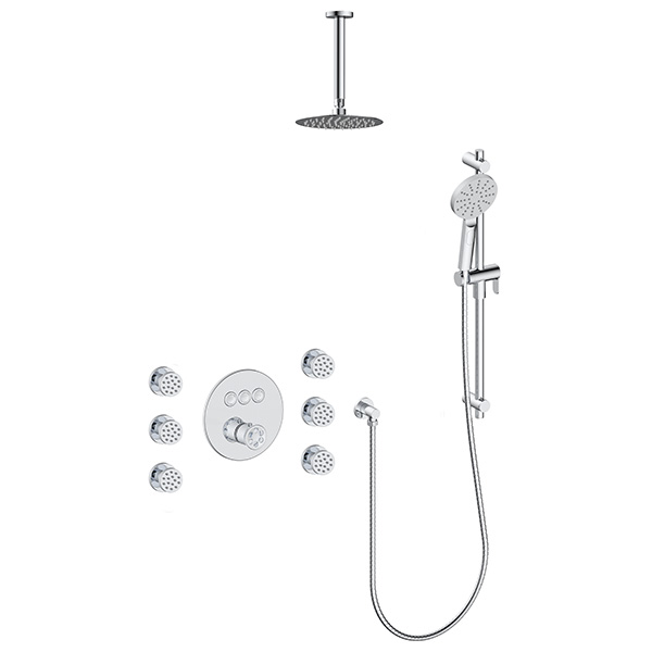 3 function push button thermostatic shower system