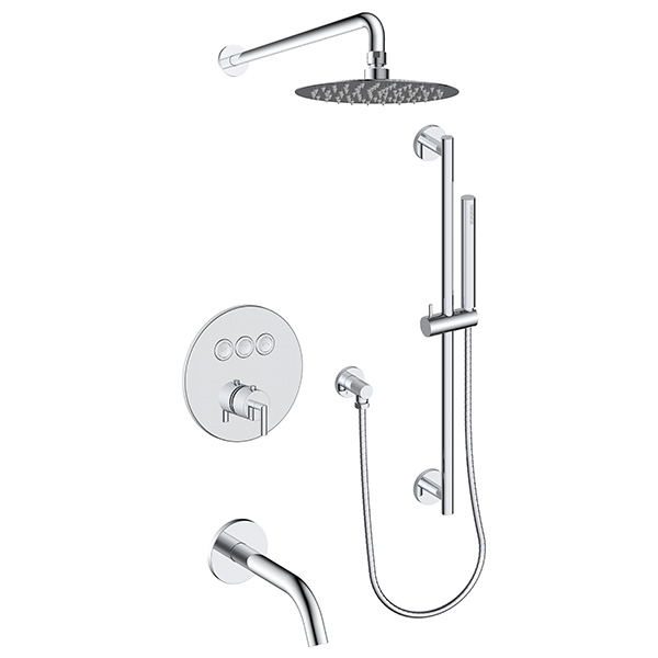 3 function push button thermostatic shower system