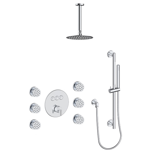 3 function push button thermostatic shower system