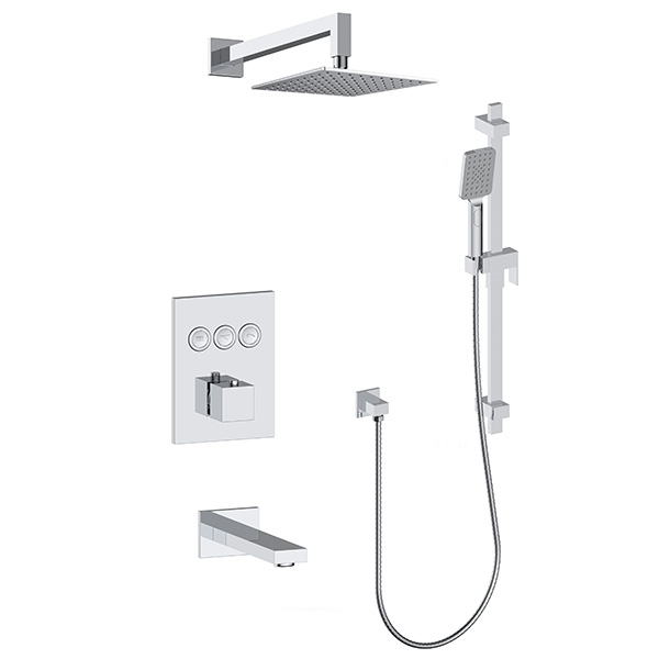 3 function push button thermostatic shower system