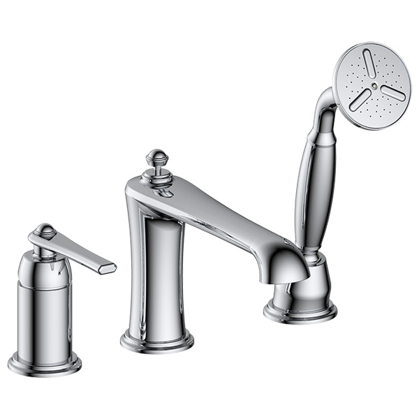 deck mounted roman tub filler with hand shower