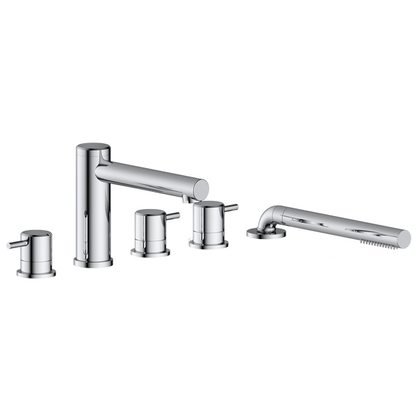 deck mounted roman tub filler with hand shower