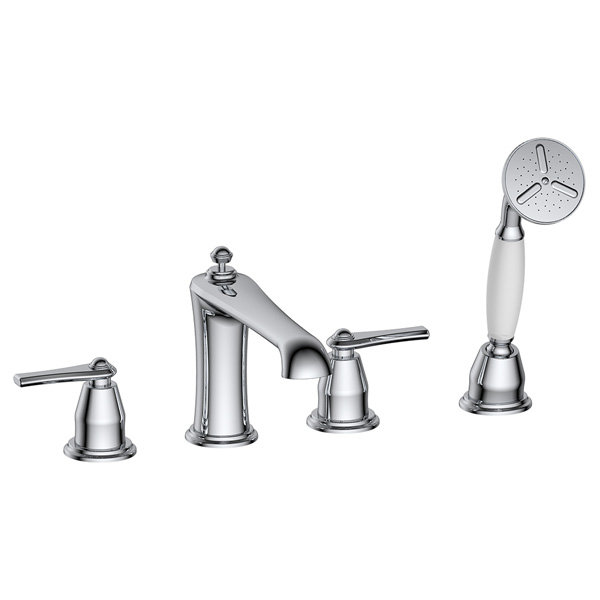 tub fillers, deck mounted roman tub filler with hand shower