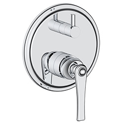 2 function pressure balancing valve trim with turning diverter without shared function