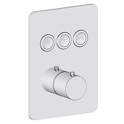3 function push button thermostatic valve trim with integrated diverter