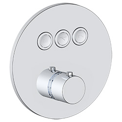 3 function push button thermostatic valve trim with integrated diverter