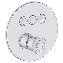 3 function push button thermostatic valve trim with integrated diverter