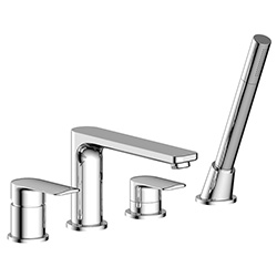 deck mounted roman tub filler with hand shower