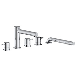 deck mounted roman tub filler with hand shower