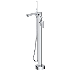 floor mounted tub filler with hand shower